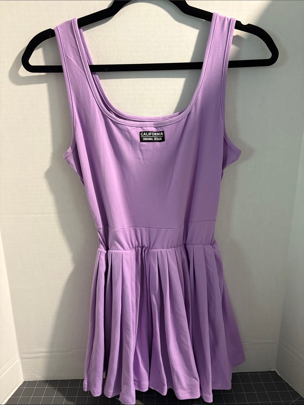 SHEIN Lavender Scoop Neck Pleated Skater Dress